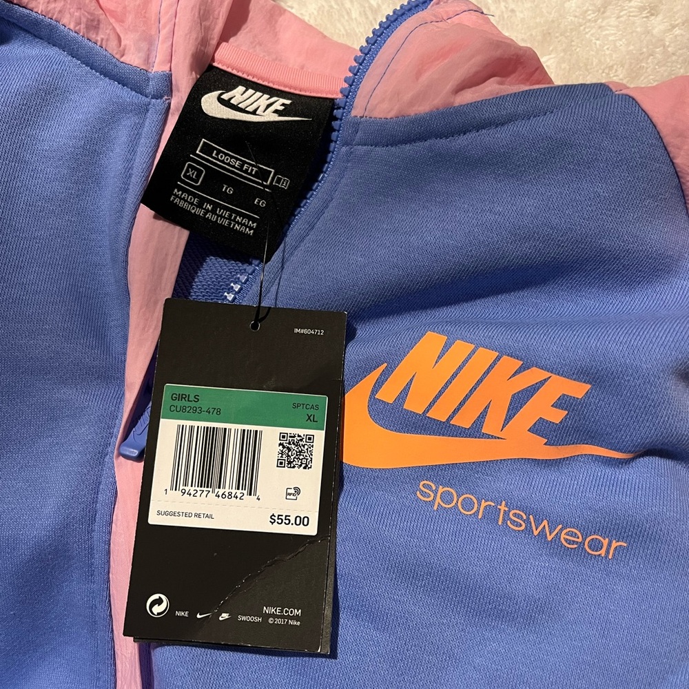 Nike, girls zip-up hoodie.